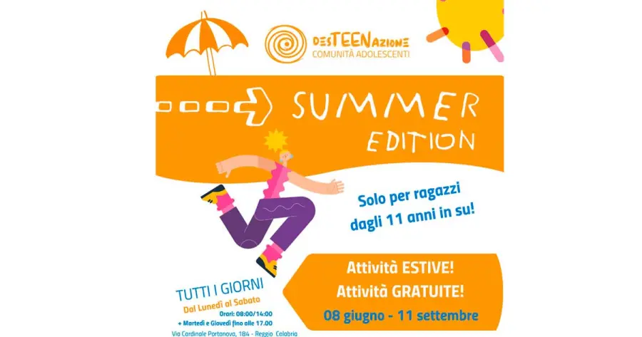 DesTEENazione Summer Edition 2026: attività gratis per adolescenti a Reggio Calabria
